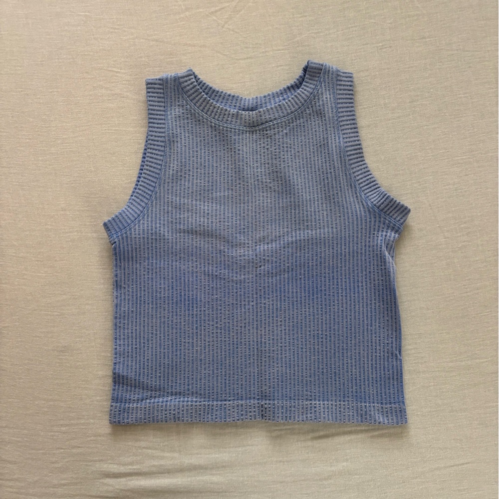 Aura Textured Sky Blue Tank Top